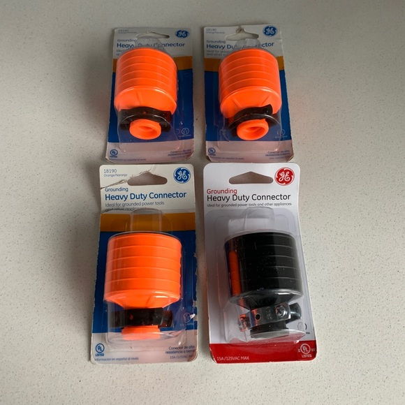 Qty (4) GE Heavy Duty Grounded NEMA 5-15R Receptacle Connector For 3-Prong Plugs - Picture 1 of 5